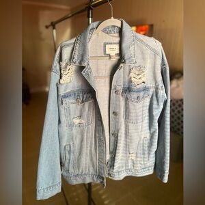 Distressed Denim Jacket Forever21